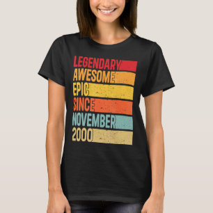 22 Years Old Legendary Epic Awesome Since Novembe T-Shirt