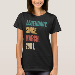 22 Years Old Vintage 2001 Birthday March 22nd Deco T-Shirt