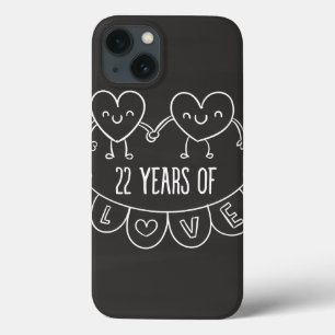 22nd Anniversary Gift Chalk Hearts iPhone 13 Case