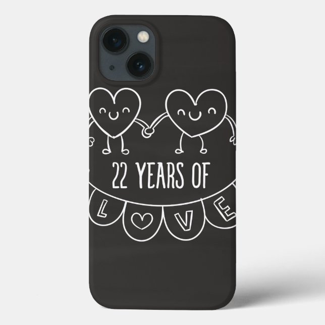 22nd Anniversary Gift Chalk Hearts Case-Mate iPhone Case (Back)