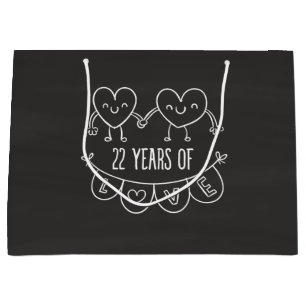 22nd Anniversary Gift Chalk Hearts Large Gift Bag