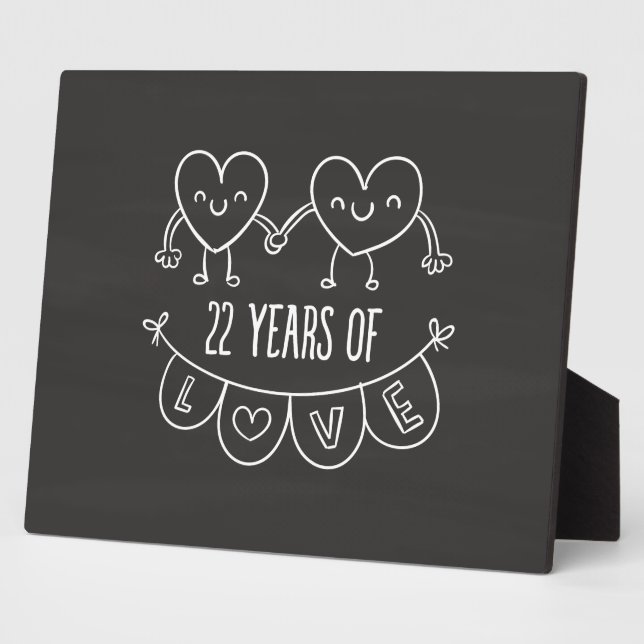 22nd Anniversary Gift Chalk Hearts Plaque (Side)