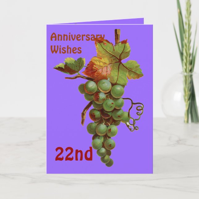 22nd Anniversary wishes, customiseable Card (Front)