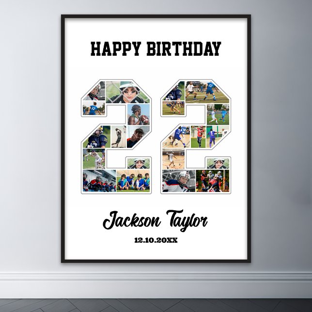 22nd Birthday Anniversary Number 22 Photo Collage Poster (22nd birthday number 22 photo collage)