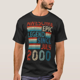 22nd Birthday  Awesome Epic Legend Since July 2000 T-Shirt