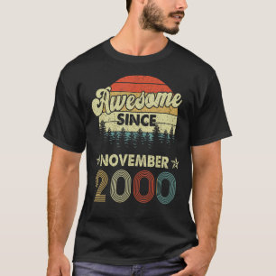 22nd Birthday Awesome Since November 2000 22 Years T-Shirt