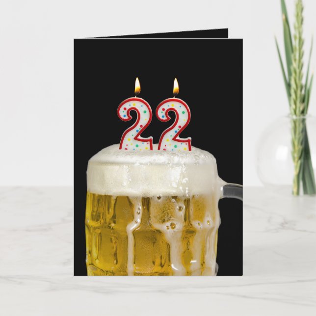 22nd Birthday Beer on black Card (Front)