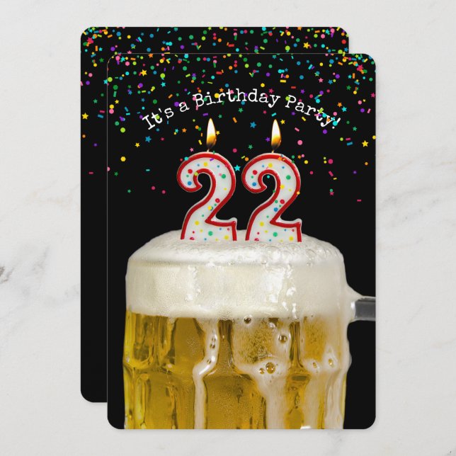 22nd Birthday Beer Party Invitation (Front/Back)