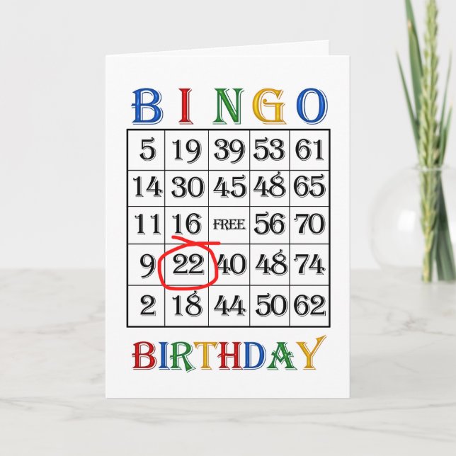 22nd Birthday Bingo card (Front)