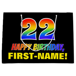 22nd Birthday: Bold, Fun, Simple, Rainbow 22 Large Gift Bag