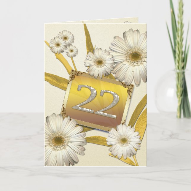 22nd Birthday card with daisies. (Front)