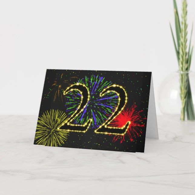 22nd Birthday card with fireworks (Front)