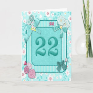 22nd birthday card with flowers