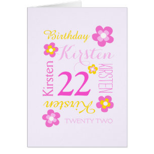 22nd birthday flower custom graphic yellow pink