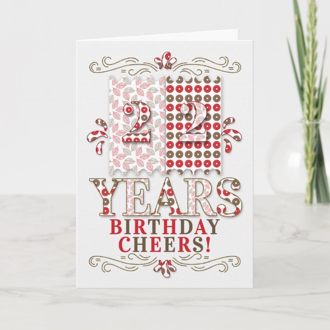 22nd Birthday in Sage Green and Red Botanical Card (Front)
