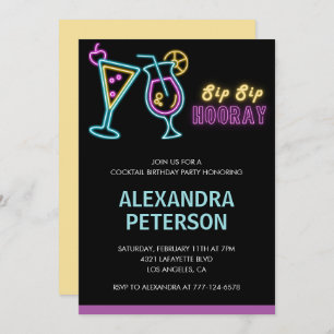 22nd birthday invitations Cocktail Neon Glow