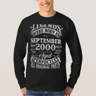 22nd Birthday  Legends Born In September 2000 22 Y T-Shirt