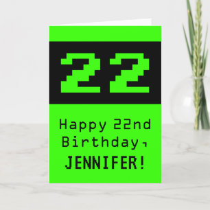 22nd Birthday: Nerdy / Geeky Style "22" and Name Card