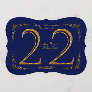 22nd,Birthday party 22nd,great Gatsby,Navy & gold Invitation