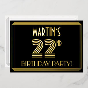 22nd Birthday Party — Art Deco Style “22” + Name