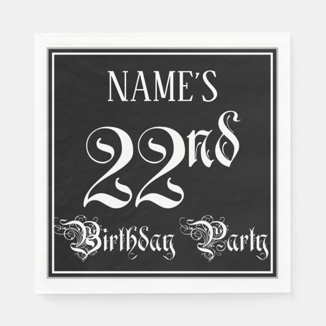 22nd Birthday Party — Fancy Script + Custom Name Napkin (Front)