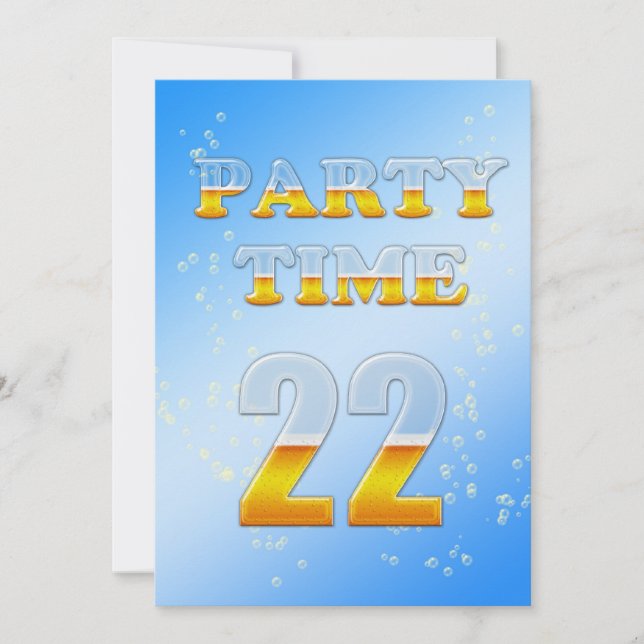 22nd birthday party invitation with beer (Front)