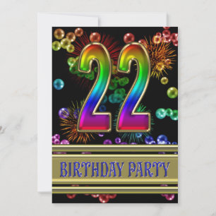 22nd Birthday party Invitation with bubbles