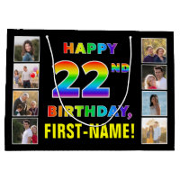 22nd Birthday: Rainbow Text, Custom Photos & Name