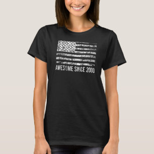 22nd Birthday Vintage Usa Flag Awesome Since 2000 T-Shirt