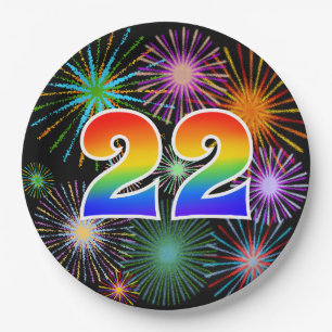22nd Event - Fun, Colourful, Bold, Rainbow 22 Paper Plate