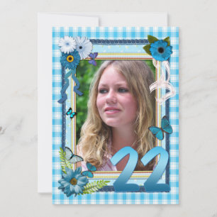 22nd Photo birthday party invitation