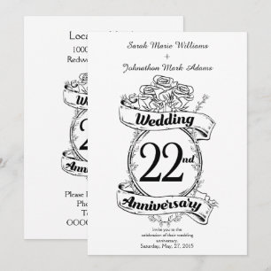 22nd Wedding Anniversary Flowers Invitation