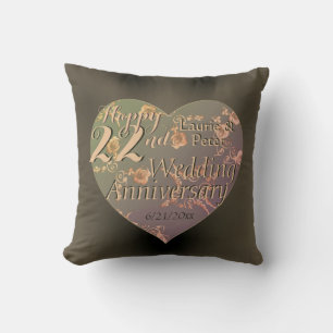 22nd Wedding Anniversary HeartThrow Pillow