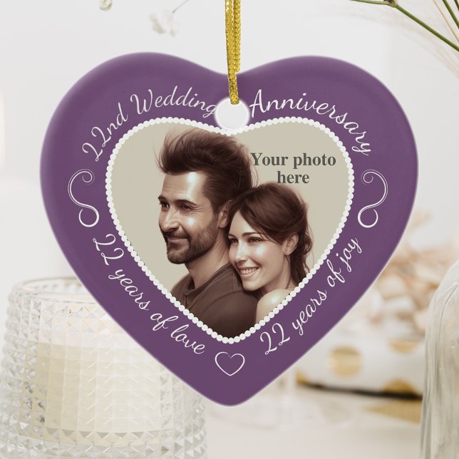 22nd Wedding Anniversary Photo Ceramic Tree Decoration (Creator Uploaded)