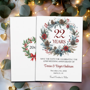 22nd Wedding Anniversary Winter Save The Date