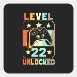 22th Birthday Gift   Level 22 Unlocked Square Sticker