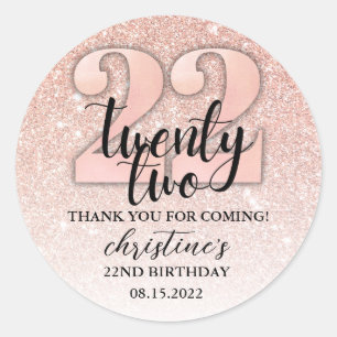 22th Birthday Glitter Thank You Classic Round Sticker
