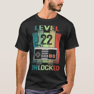 22th Birthday Level 22 Unlocked Video Gamer 22 Y T-Shirt