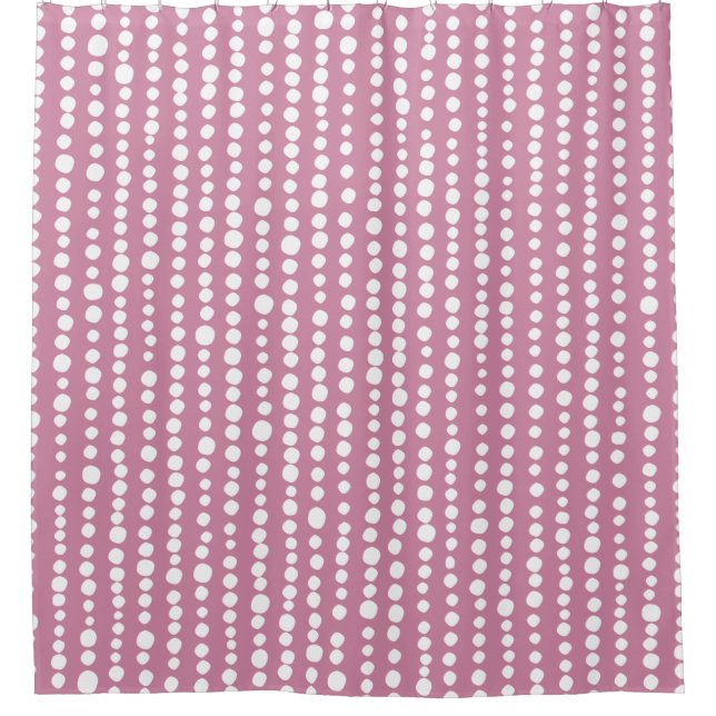 230216 - White on Cashmere Rose Shower Curtain (Front)