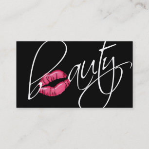 232 Beauty Business Pink Glossy Lips Black White Card