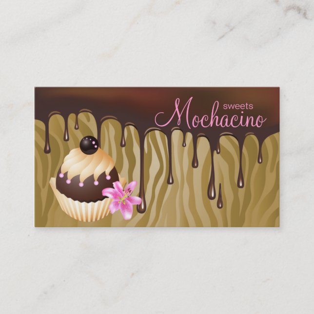 232 Chocolate Business Card Bakery Cupcake Caramel (Front)