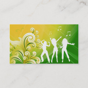 232 Dj Business Music Green Yellow Retro Dance Business Card