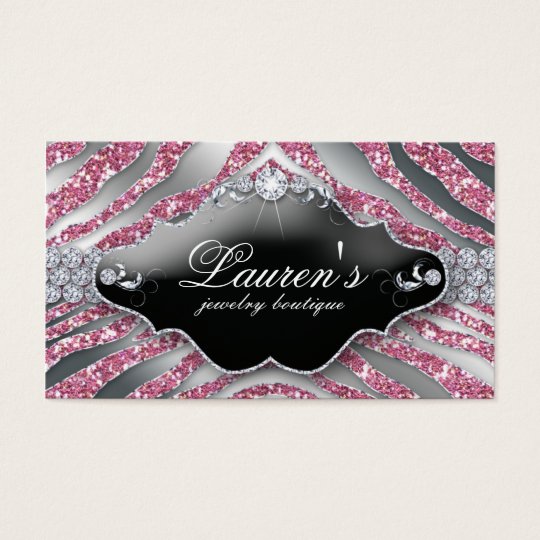 232 Jewellery Zebra Business Card Sparkle Pink SB