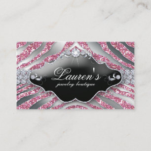 232 Jewellery Zebra Business Card Sparkle Pink SB