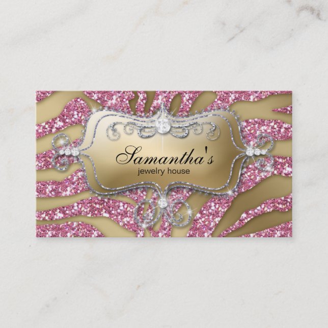 232 Sparkle Jewellery Business Zebra Gold Pink Sil Card (Front)