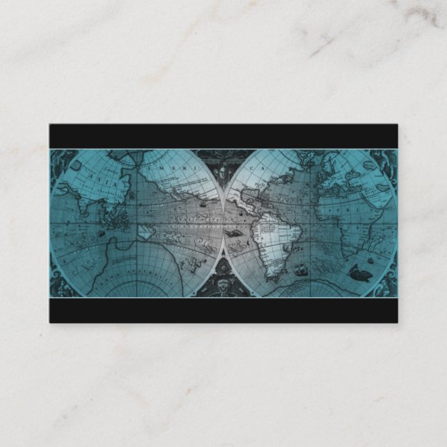 232 Travel Business Card World Map Globe blue (Front)