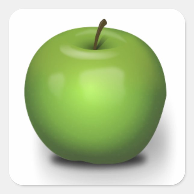23392 PHOTO-REALISTIC GREEN APPLE GRAPHIC DIGITAL SQUARE STICKER (Front)