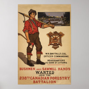 238th Canadian Forestry Battalion 1915 Poster