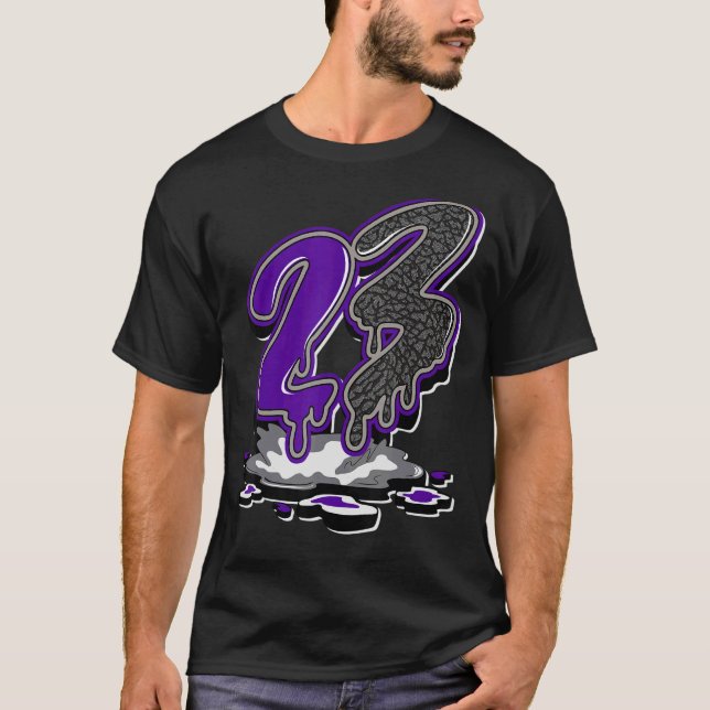 23 Drip Dark Iris 3s Matching T-Shirt (Front)