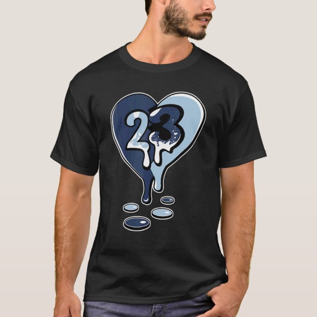 23 Drip Heart Midnight Navy 6s Matching T-Shirt (Front)